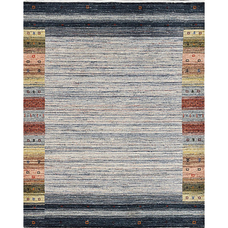 Gray Handmade Wool Area Rug, Rectangle 8' x 10'