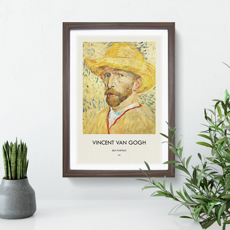 Self Portrait Vol.4 by Vincent Van Gogh - Picture Frame Painting, 65cm H x 48cm W x 2cm D, Walnut