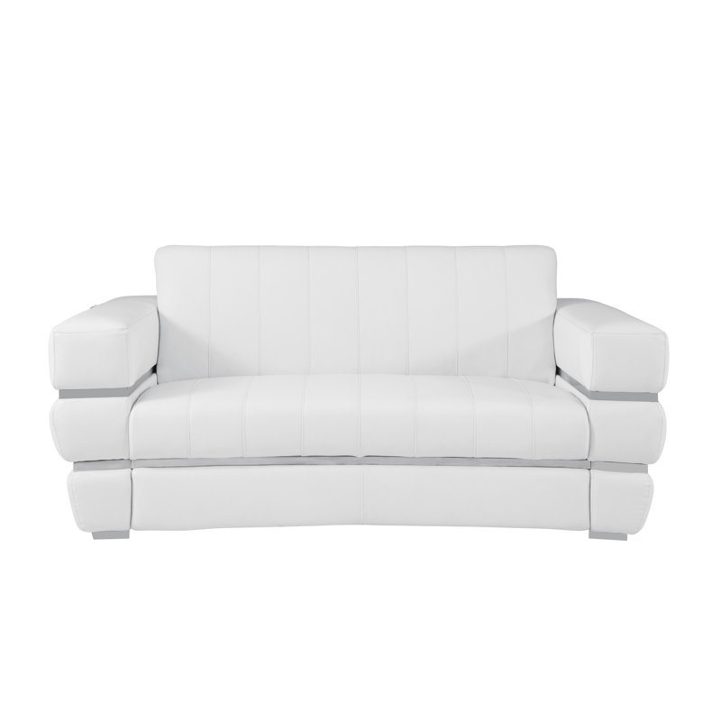 Causeuse en cuir italien à grain supérieur, Blanc