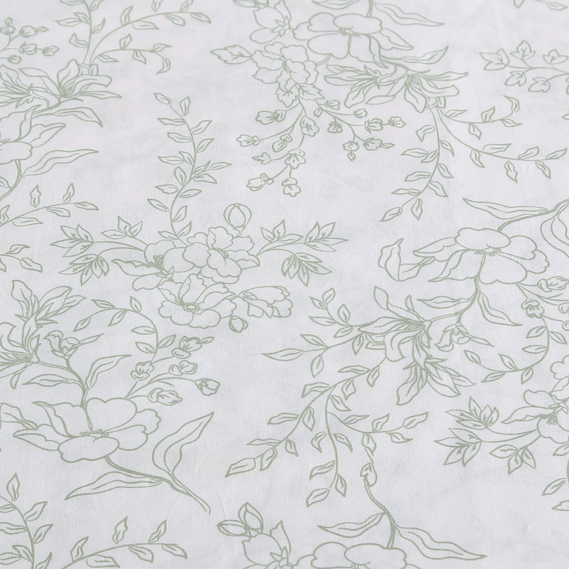 Queen White Cotton Percale Floral Deep Pocket Sheet Set