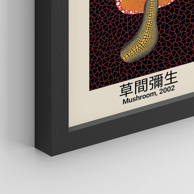 " Mushroom Abstract Botanical Blue Red Dots Japanese Pumpkin By Yayoi Kusama " 8 - Pieces, Black, 16" H x 12" W x 1" D