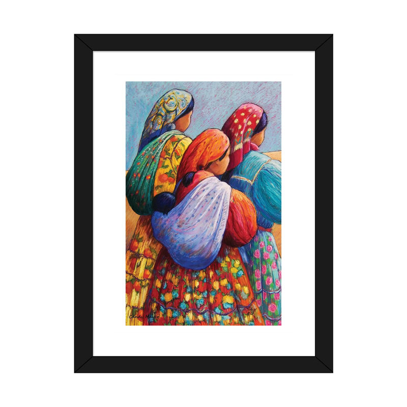 « Les femmes Tarahumara » par Candy Mayer, impression, H 24 po x l 16 po x P 1 po, Papier encadré noir, Blanc