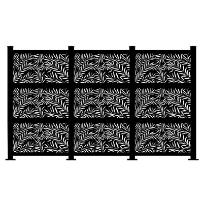 6.5 ft. H x 13 ft. W Laser Cut Metal Privacy Screen Fence, Decorative Outdoor Divider by Porpora