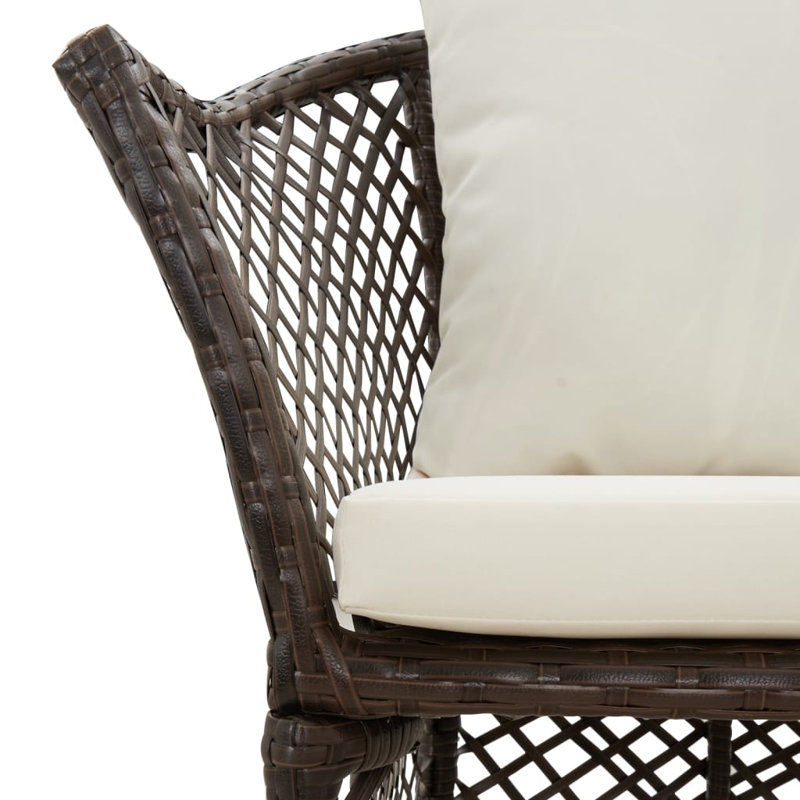 Chaise de patio avec coussins, Blanc, Brun