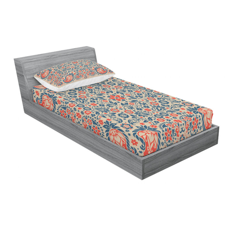 Microfiber Floral Sheet Set, Twin XL Sheet Set with Fitted Sheet