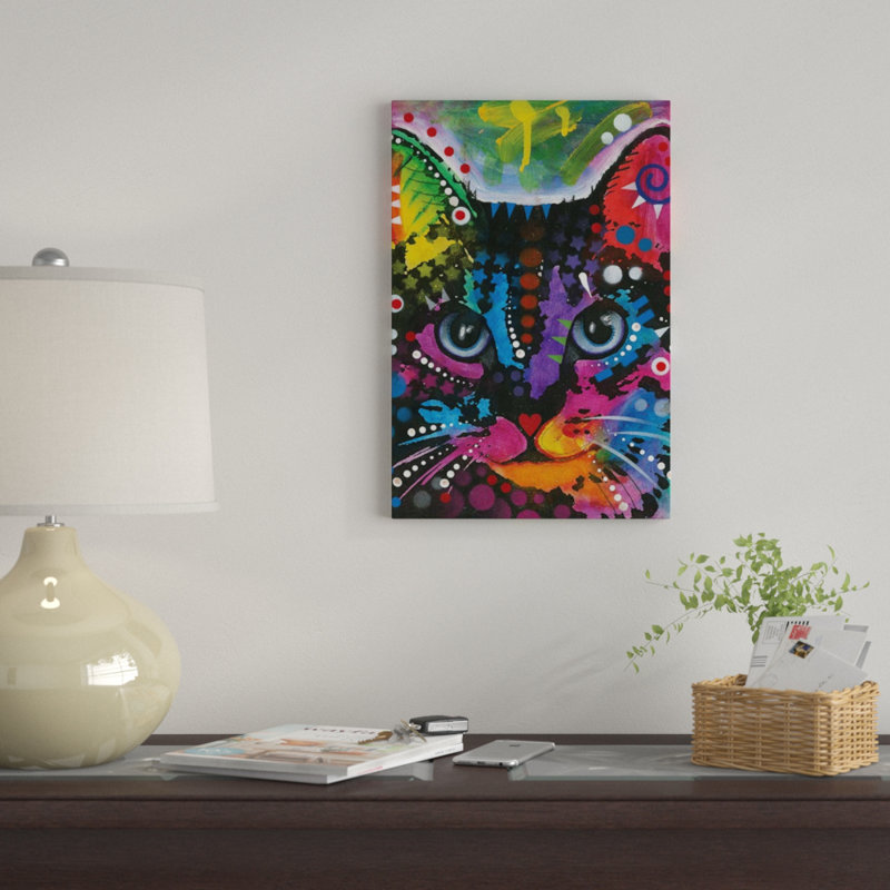 «Tabby I», impression sur toile, H 26 po x l 18 po x P 1,5 po, Toile avec cadre noir, Pas de tapis