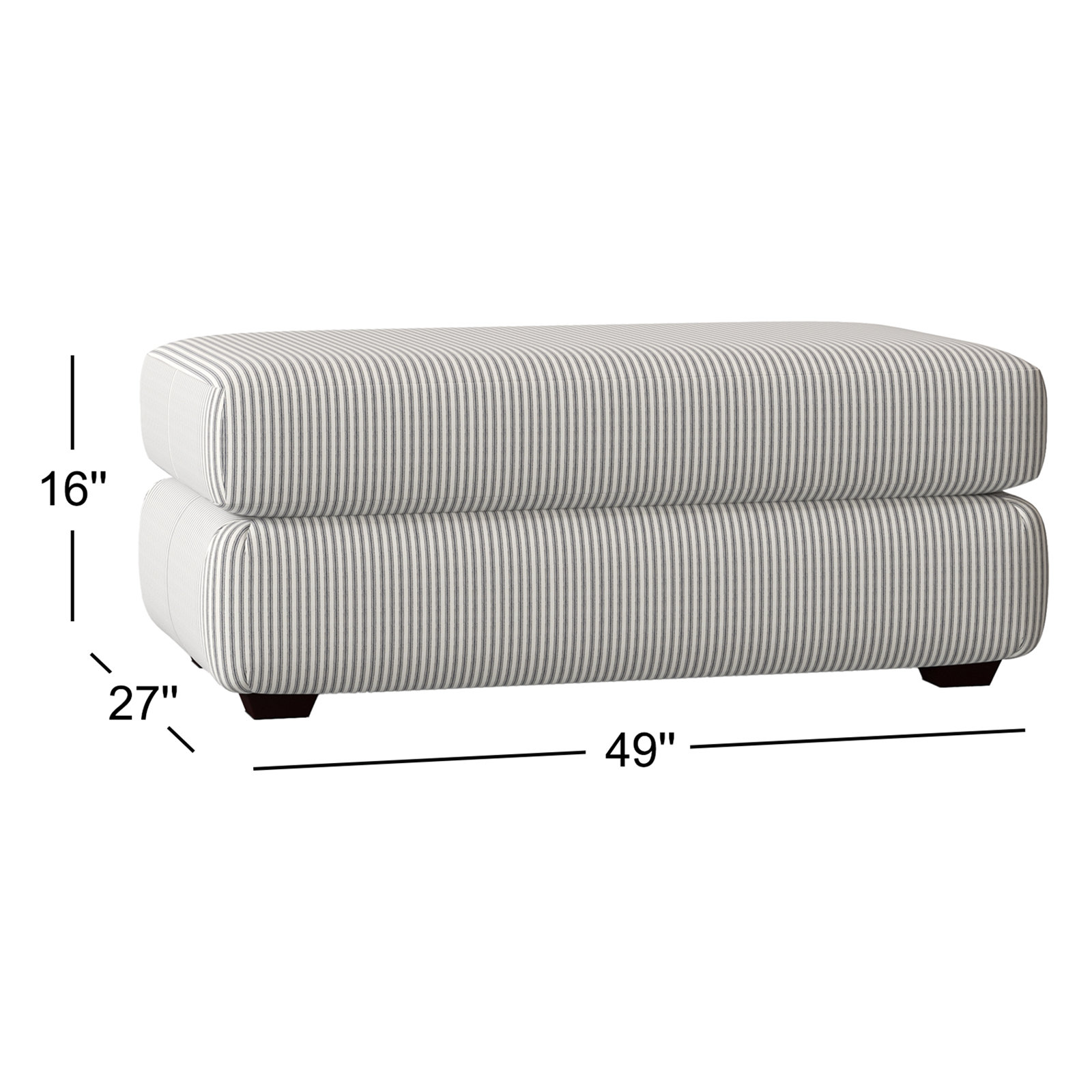 Emilio Upholstered Ottoman, Cruise Adrift Woven Stripe