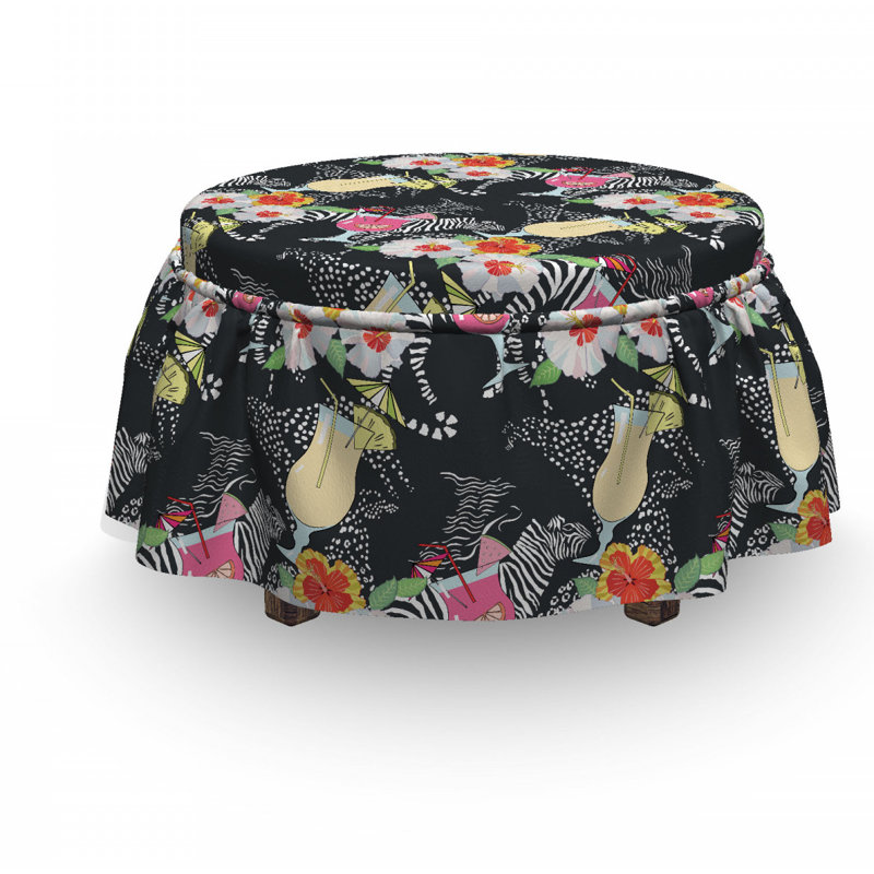 Housse pour repose-pieds cocktails hibiscus zèbre