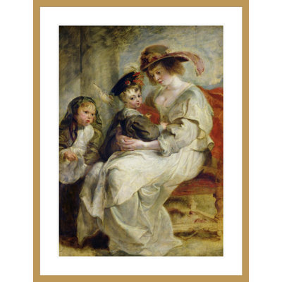 Hélène Fourment (1614-73) avec deux de ses enfants, Claire-Jeanne et François, par Peter Paul Rubens, impression giclée encadrée