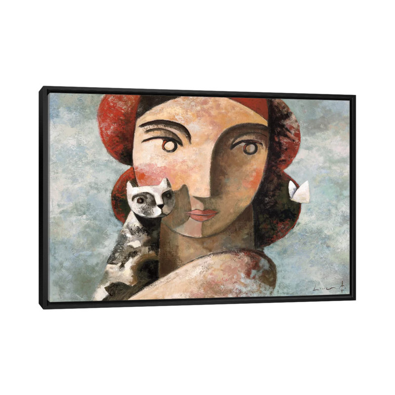 La visite par Didier Lourenco, reproduction sur toile tendue, H 18 po x l 26 po x P 1,5 po, Toile avec cadre noir
