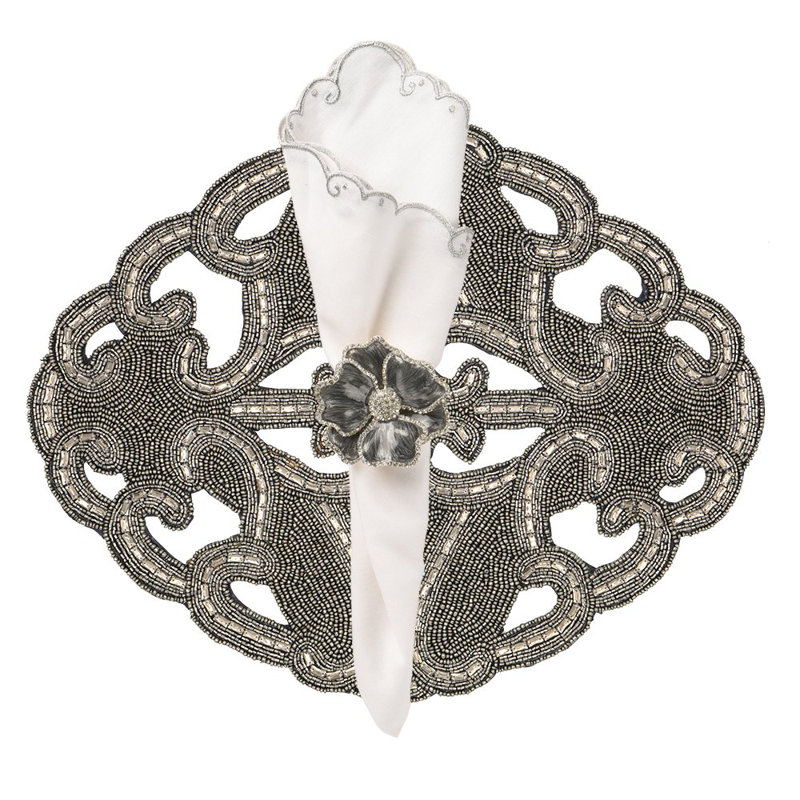 Dark Gray Art Deco Lace Placemat