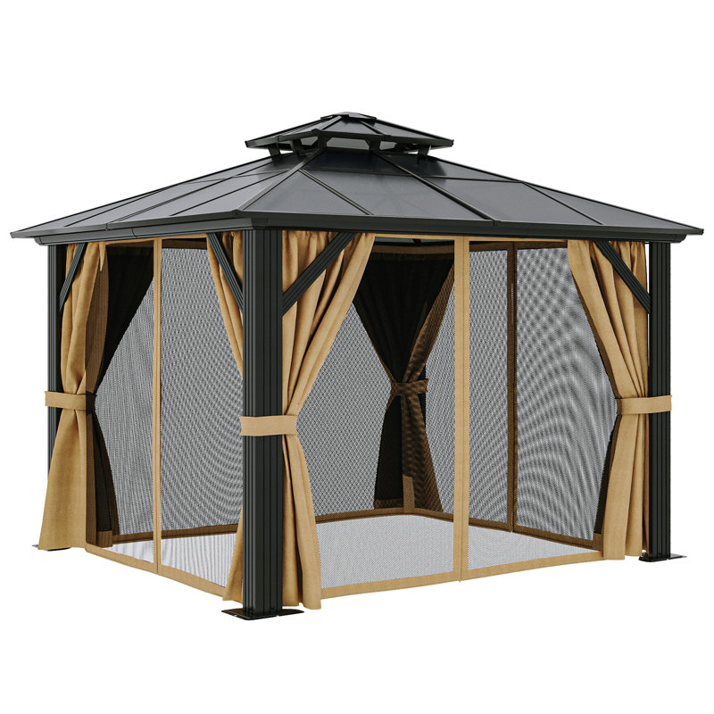 Pavillon de jardin double avec cadre en aluminium, L 10 pi x P 10 pi