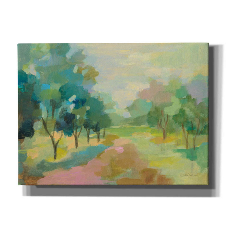 «Sunrise Forest» par Silvia Vassileva - peinture sur toile tendue, H 18 po x l 26 po x P 0,75 po