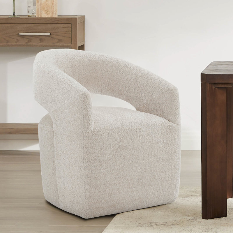 Chaises de salle à manger rembourrées avec roulettes cachées, Beige