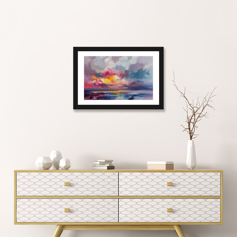 « deplacement » par scott naismith-reproduction d’art, H 16 po x l 24 po x P 1 po, Papier avec cadre noir