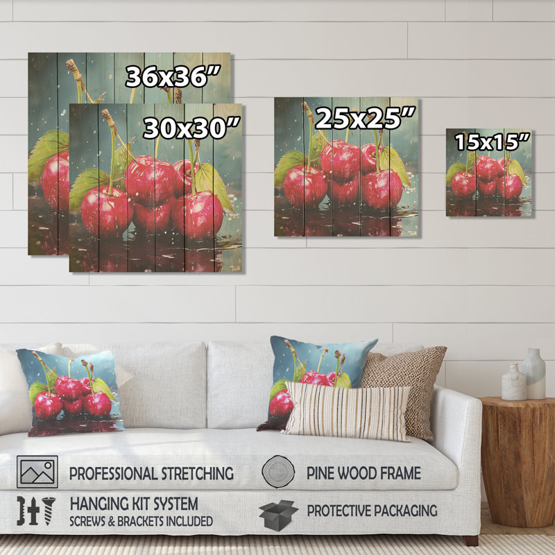 Cherry Eclipse I - Cherry On Wood Print, 15" H x 15" W