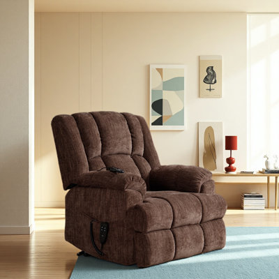Dual Motor Heat Massage Infinite Position Up To 350 LBS Electric Power Lift Recliners With Power-Remote, Medium-Firm And Heavy Duty