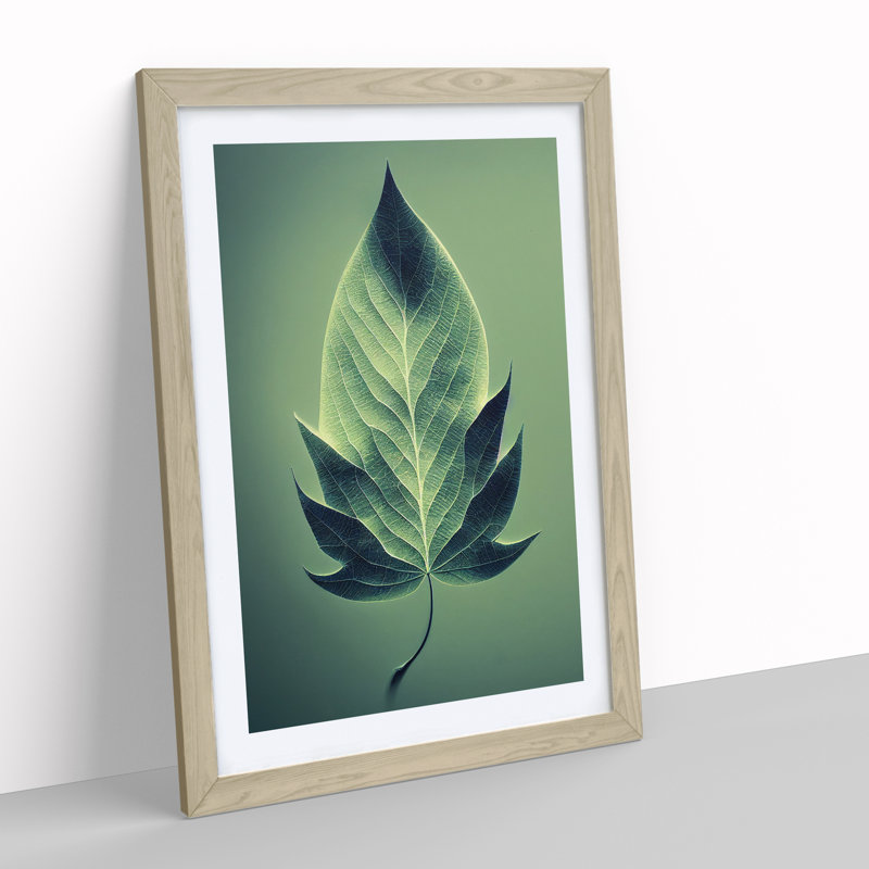 Single Plant Leaf No.1 - Framed Print, 34cm H x 25cm W x 2cm D, Oak Framed