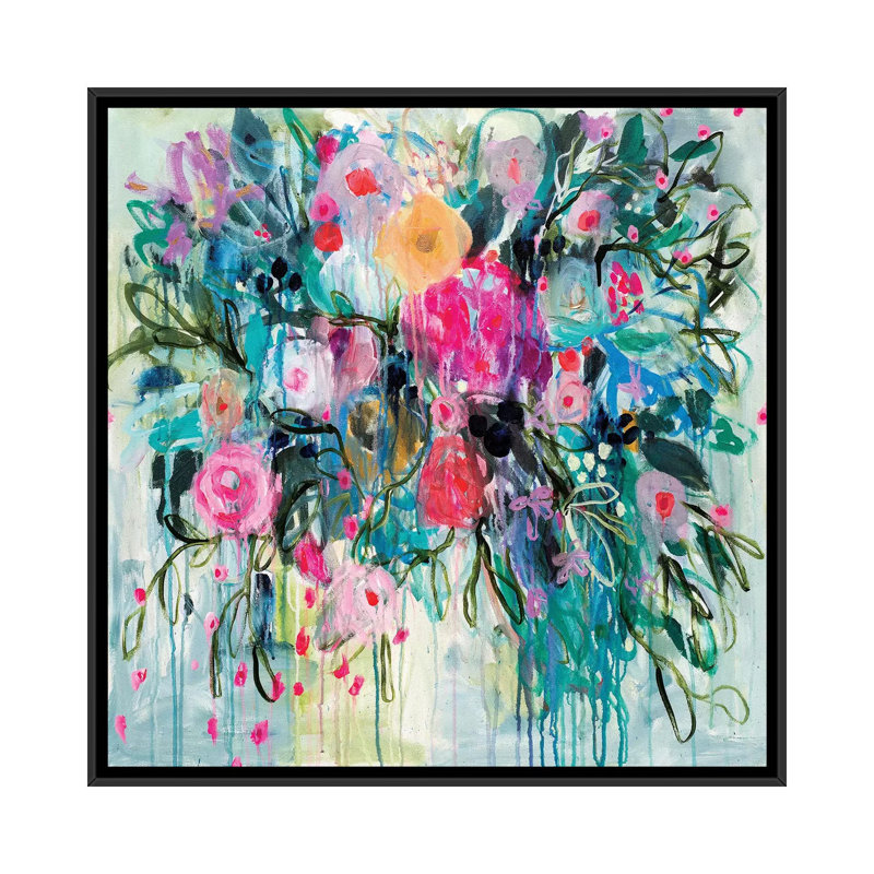 « nées botanique », impression sur toile, H 18 po x l 18 po x P 1,5 po, Toile avec cadre noir, Pas de tapis
