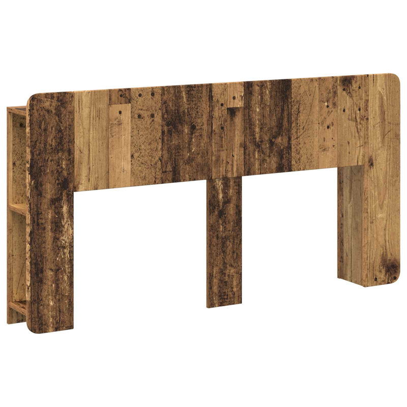 Bookcase Headboard, European Double (140 x 200 cm), Old Wood