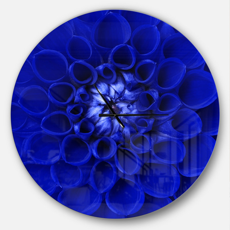Abstract Blue Flower Design - Modern wall clock, Large