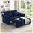Loveseats Sofa Bed With Pull-Out Bed,Adjsutable Back-Blue