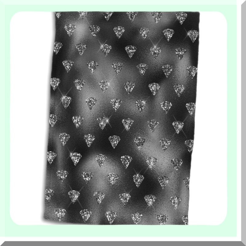 Elegant Glam Hand Towel - 15x22, Black Geometric