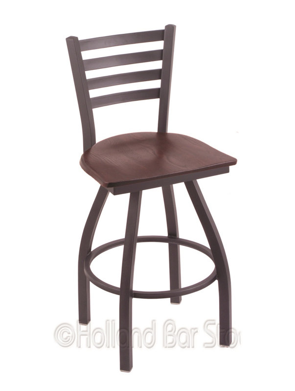 Tabouret de bar pivotant de 30" Evers, Étain, Chêne cerisier foncé, Très haut (assise de 36 po de hauteur)