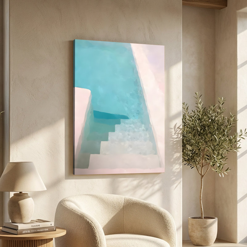 Impressionistic 'Abstract Turquoise Pool Scene' Canvas Graphic Art