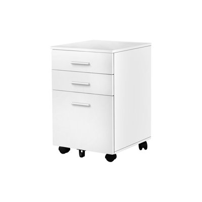 White Rolling File Cabinet with Storage Drawers and Printer Stand