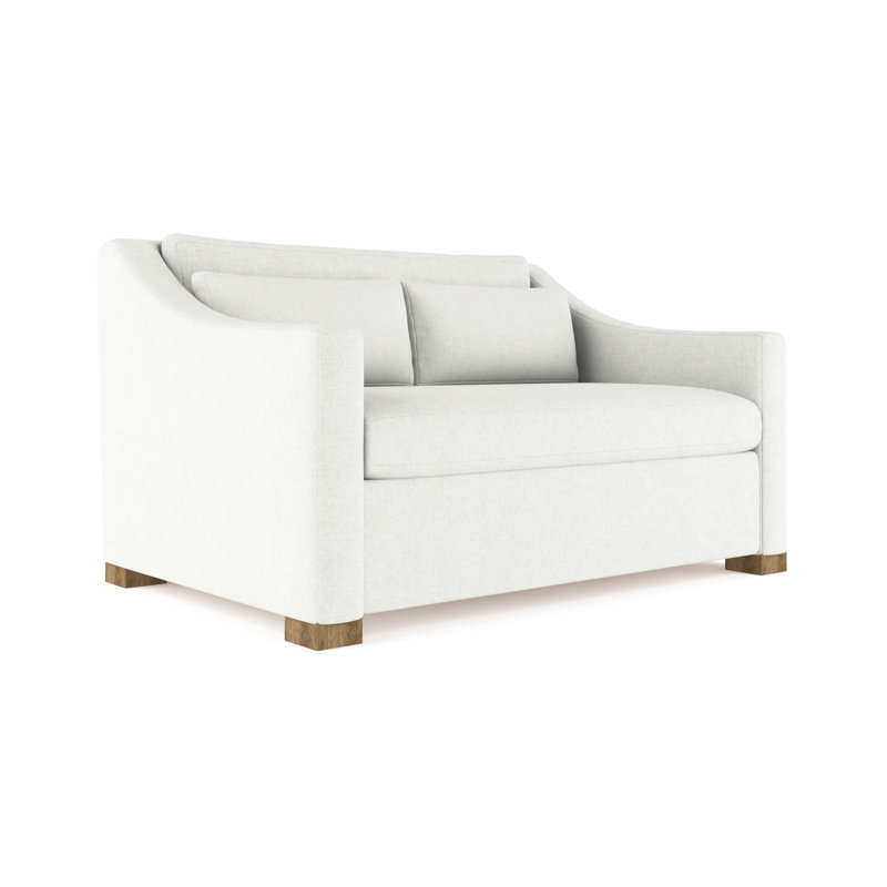 Causeuse Crosby, H 32,5 po x l 60 po x P 43 po, Velours moelleux blanc, Naturel