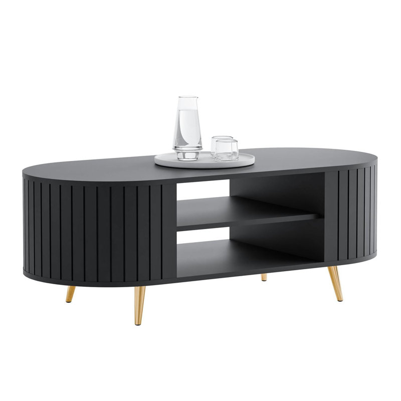 Coffee Table with Storage, Black, Gold