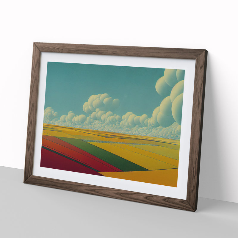 Expansive Spring Meadow 1 Piece Single Picture Frame Painting, 34cm H x 46cm W x 2cm D, Walnut