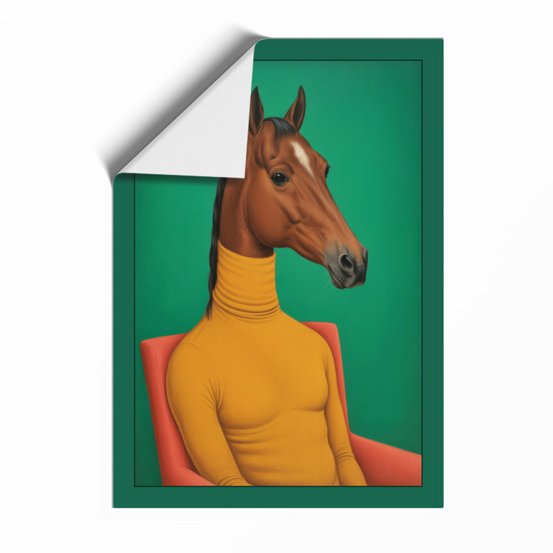 Horse in Yellow Surrealism - Framed Print, A2 - 59.4 x 42.0 cm, Unframed