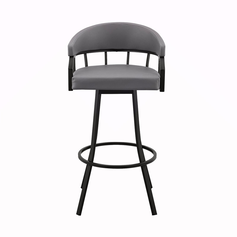 Tabouret de bar pivotant en similicuir et métal gris ardoise
