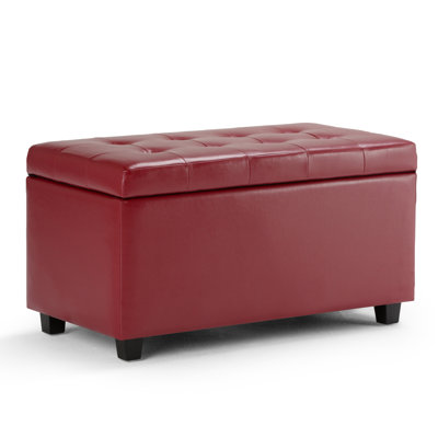 Cosmopolitan 34"W Upholstered Vegan Leather Transitional Rectangular Lift-Up Storage Ottoman Bench with Hidden Storage