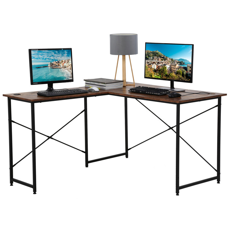 Wainscott L-Shaped Metal Base Computer Desk