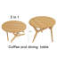 Table basse ronde 2 en 1 avec hauteur réglable, 16,5 po pour table basse, 29,5 po pour table basse, bois massif, 34,5 po