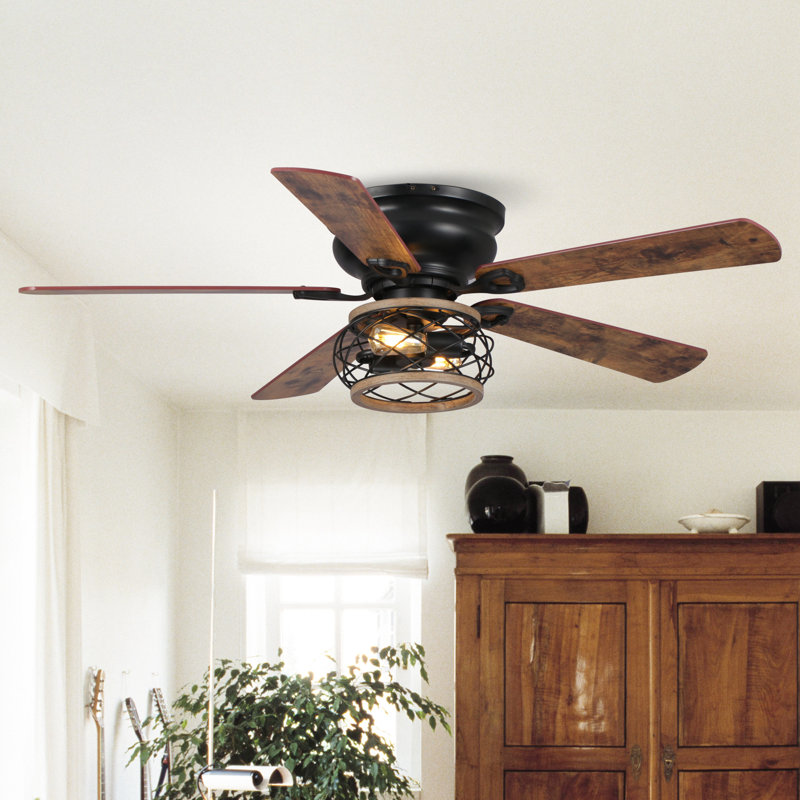 Ventilateur de plafond standard à 5 pales de 48 po avec télécommande et ensemble d'éclairage inclus Hadiya