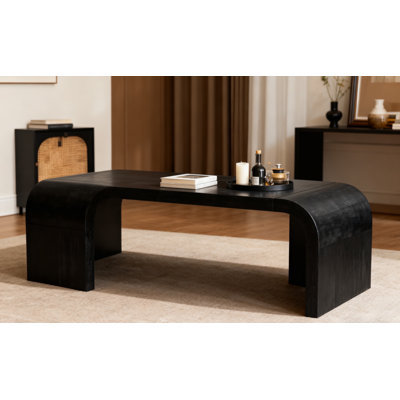 Table basse Farmhouse Vintage Crafts, design Art déco incurvé, facile à assembler, l 48 po x P 24 po x 18 po (noir antique)
