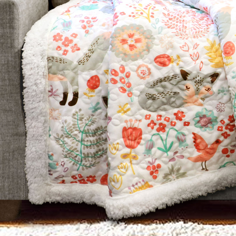 Jeté en polaire sherpa Lush Decor Pixie Fox, Mauve / vert / rose