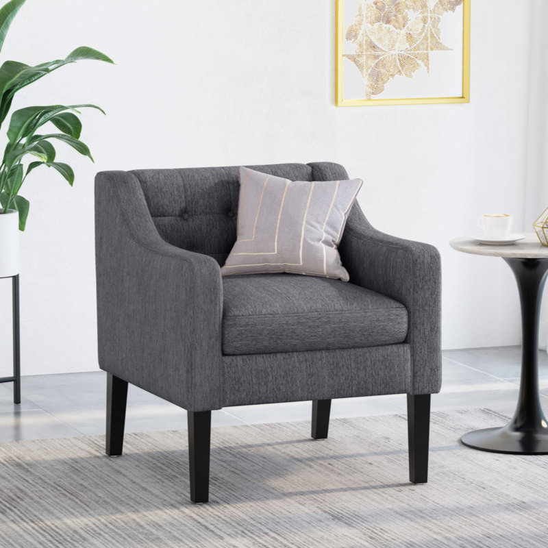 Fauteuil capitonné Bohannon, Gris anthracite