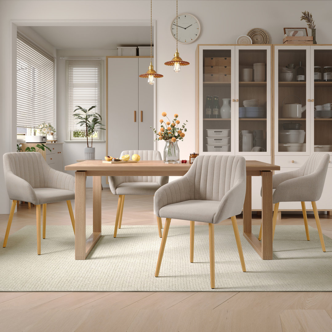 49.5cm H Upholstered Dining Chairs With Wooden Legs