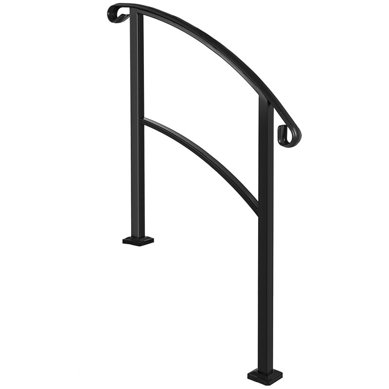 VEVOR Handrails for Outdoor Steps Adjustable Wrought Iron Handrails, Black, 105.9cm H x 121.9cm W x 9.9cm D