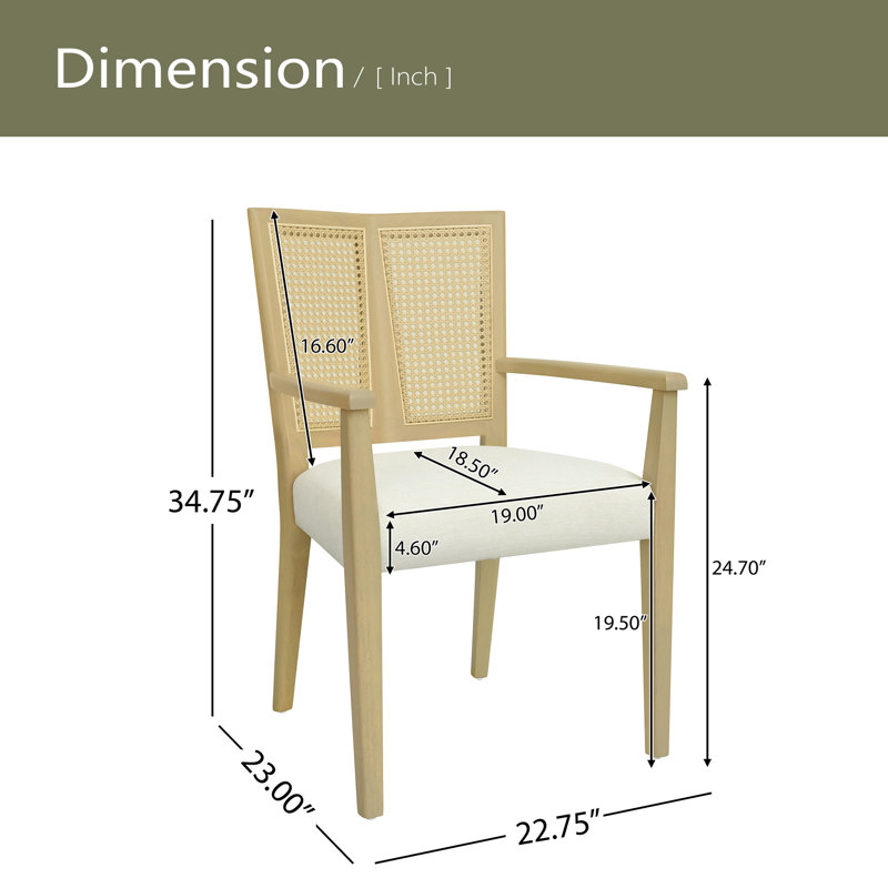 Ensemble de 2 chaises en rotin, Frêne clair, Beige