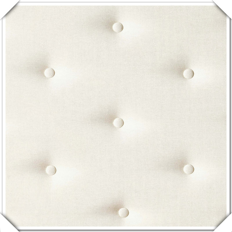 Tufted Fabric Headboard Metal Legs Nailhead Trim Adjustable Design,Twin, Ivory
