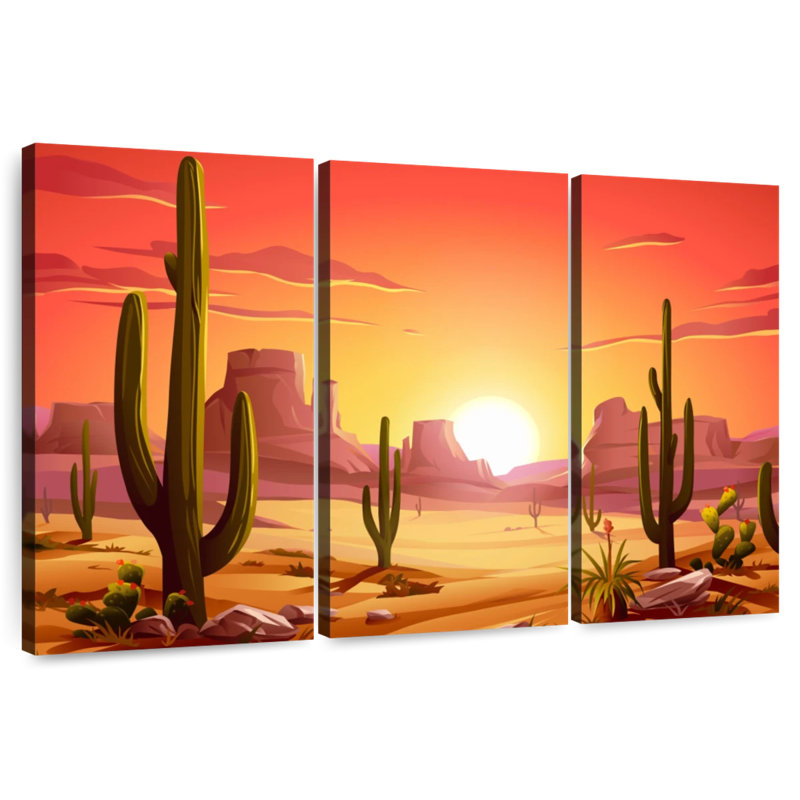 Alvord, désert de cactus, coucher de soleil, H 42 po x l 65 po
