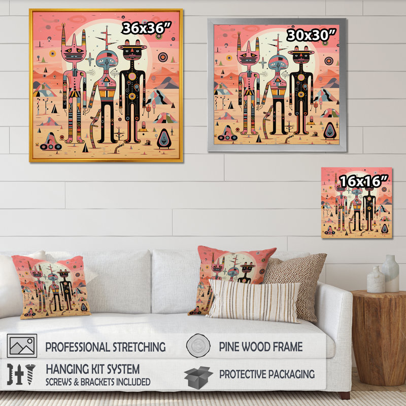 Statue psychédélique mexicain I - fruits, art mural, H 36 po x l 36 po x P 1,5 po, Toile tendue