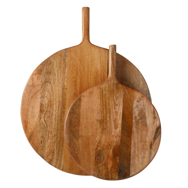 Bloomhouse Agra Mango Wood Charcuterie Board with Handle, 13 Inch Round