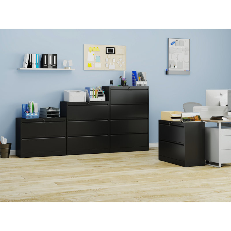 2 Metal File Cabinet With Lock - Space For A4/F4 Office Supplies, Silent Extension Drawer Movement, First Design, Quick Setup Items, Slides,
